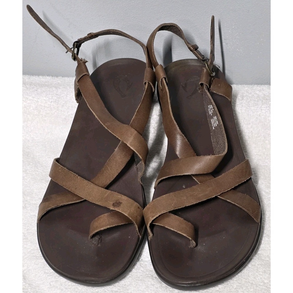OkuKai Womens Size 10 Upena Brown Leather Strappy Comfortable Sandals